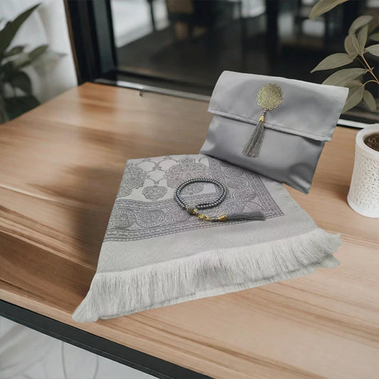 3pcs/set Muslim Prayer Mat + Prayer Beads +Storage Bag