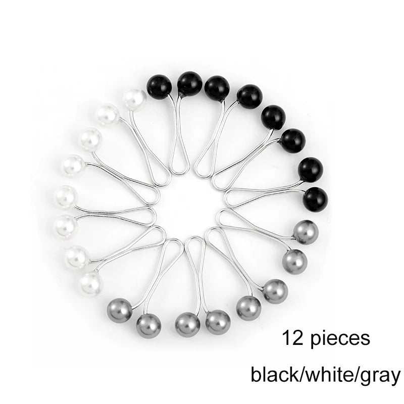 Multicolor Headscarf Pearl Pins Clips 12 pieces