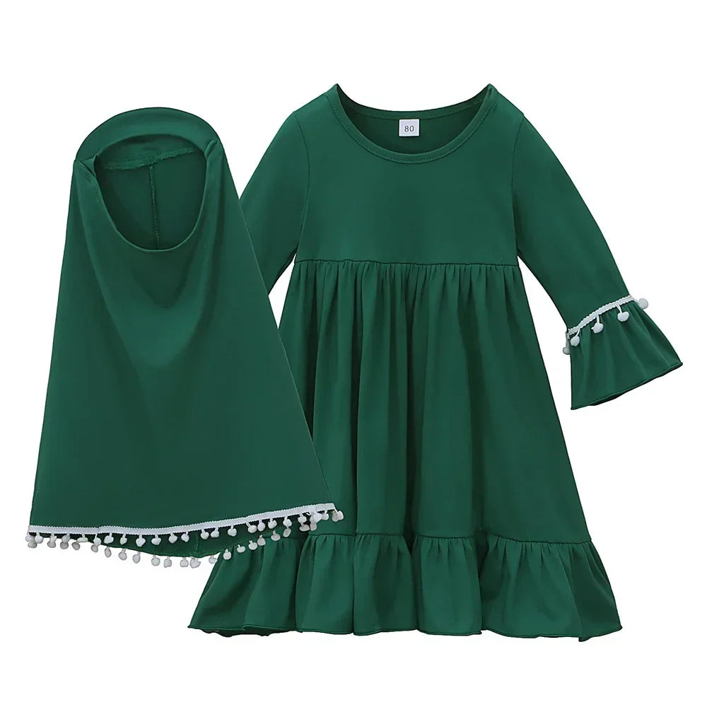 2pcs Kids Girls Hijab Abaya  Set For Baby/toddler