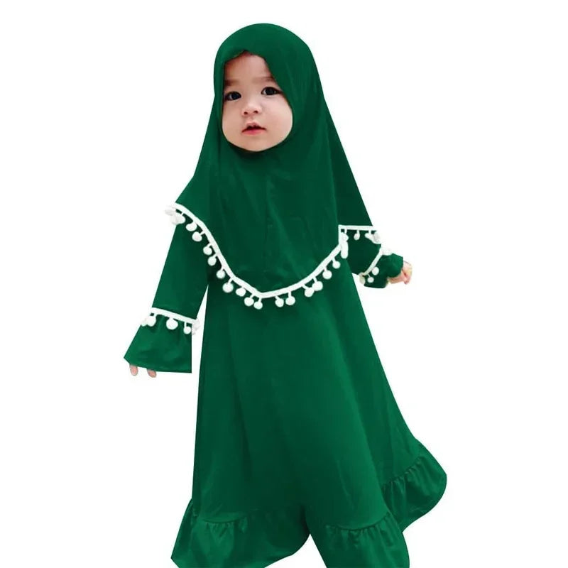 2pcs Kids Girls Hijab Abaya  Set For Baby/toddler