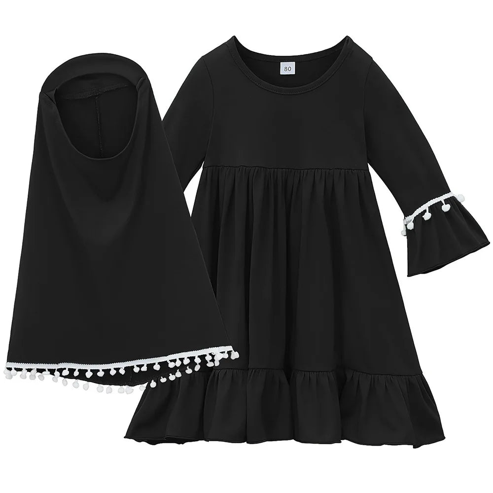 2pcs Kids Girls Hijab Abaya  Set For Baby/toddler