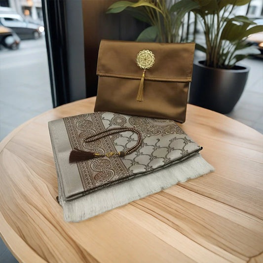 3pcs/set Muslim Prayer Mat + Prayer Beads +Storage Bag