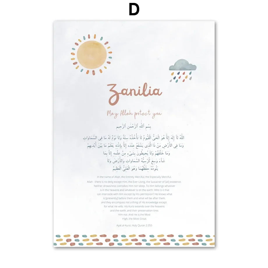 Baby Muslim Nursery Boho Rainbow Islamic Wall Art