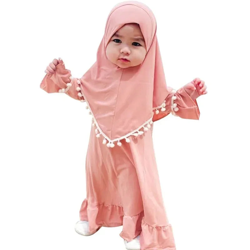 2pcs Kids Girls Hijab Abaya  Set For Baby/toddler