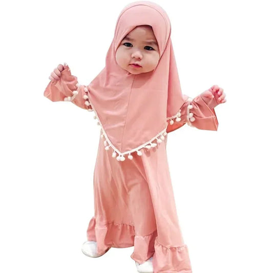 2pcs Kids Girls Hijab Abaya  Set For Baby/toddler